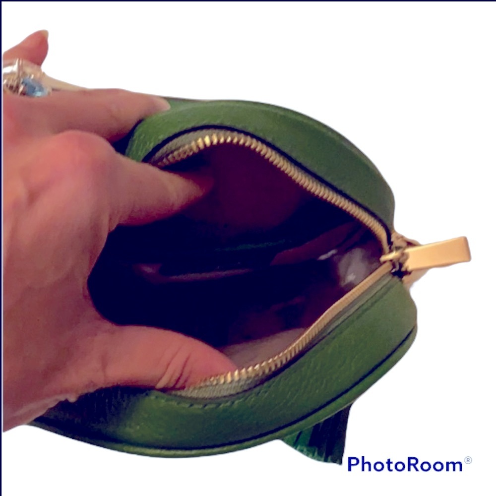 NEW MICHAEL KORS CANTIN STYLE GREEN PEBBLED LEATHER CROSSBODY BAG CLUTCH BAG GHW - Picture 6 of 10